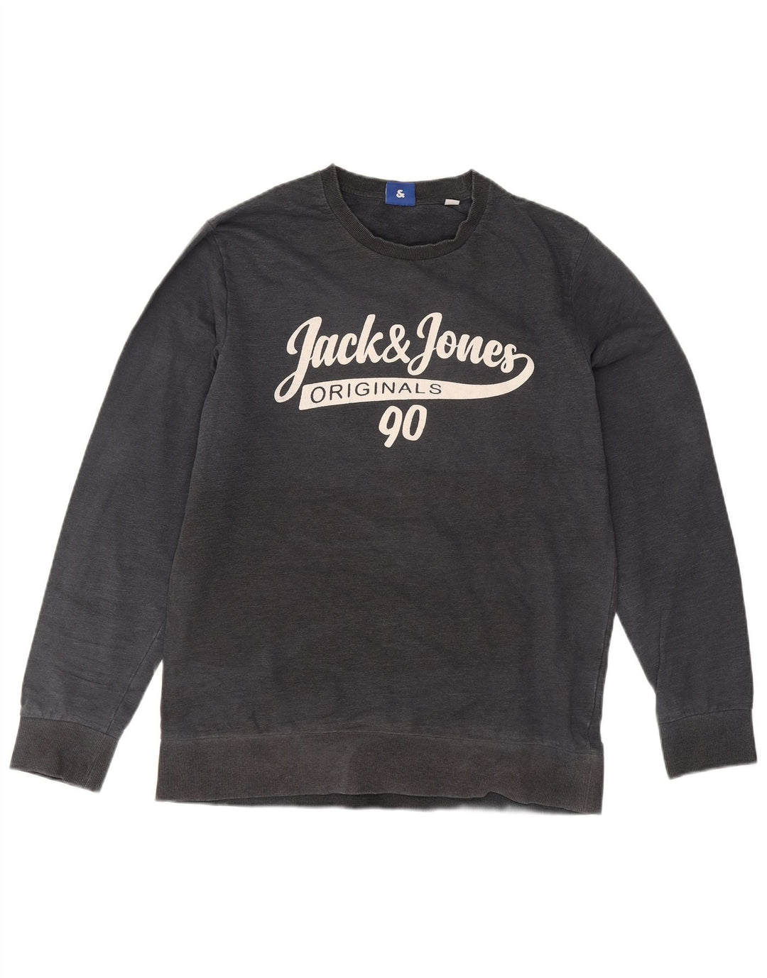 Pulover cu grafic pentru bărbați Jack & Jones Pulover mare din bumbac gri