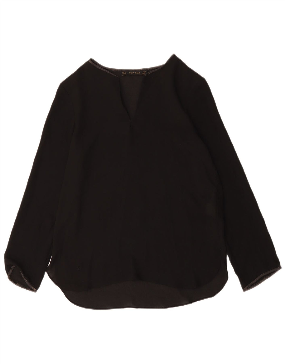 Top femeie Zara cu mânecă lungă UK 10, poliester negru mic