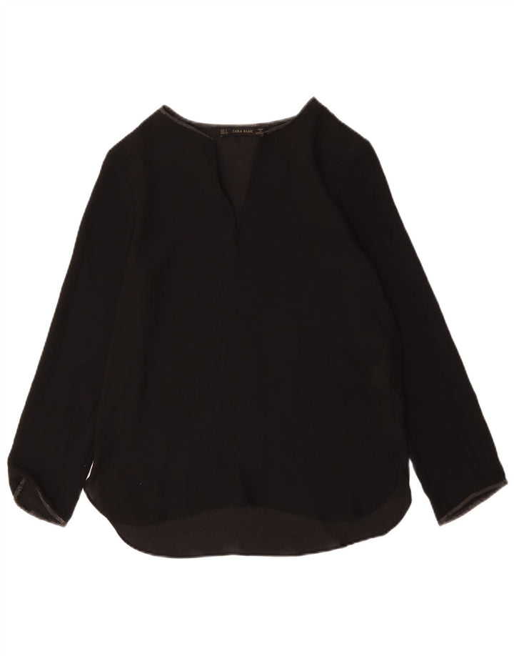 Top femeie Zara cu mânecă lungă UK 10, poliester negru mic