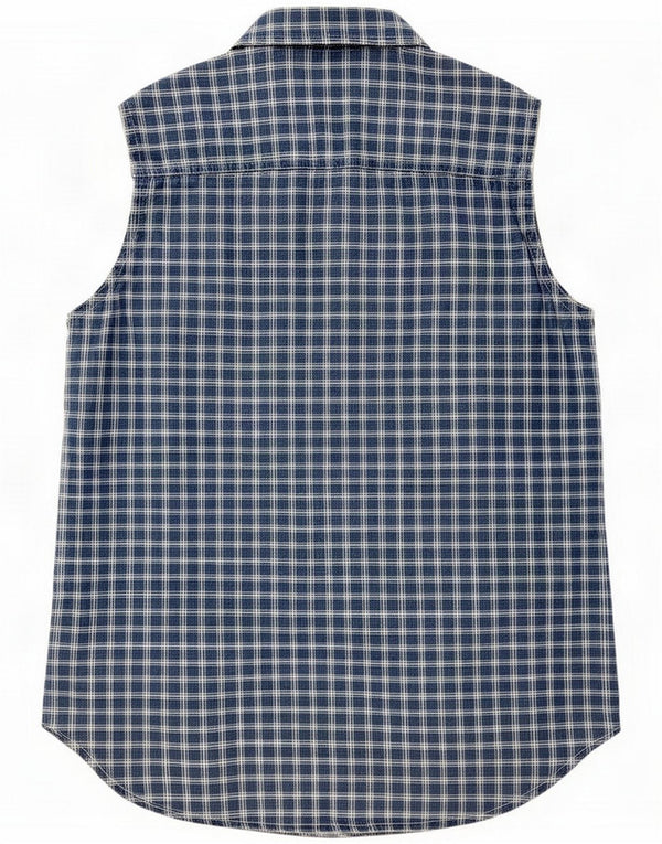 Camasă fără mâneci pentru femei Conte of Florence UK 10 Small Bleumarin Check