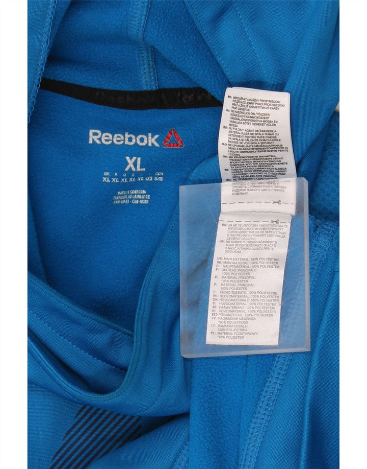 Pulover cu glugă grafic REEBOK pentru bărbați XL, poliester, albastru