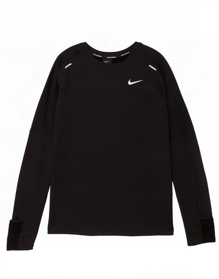 Top de alergare pentru bărbați Nike cu mânecă lungă, poliester mediu negru