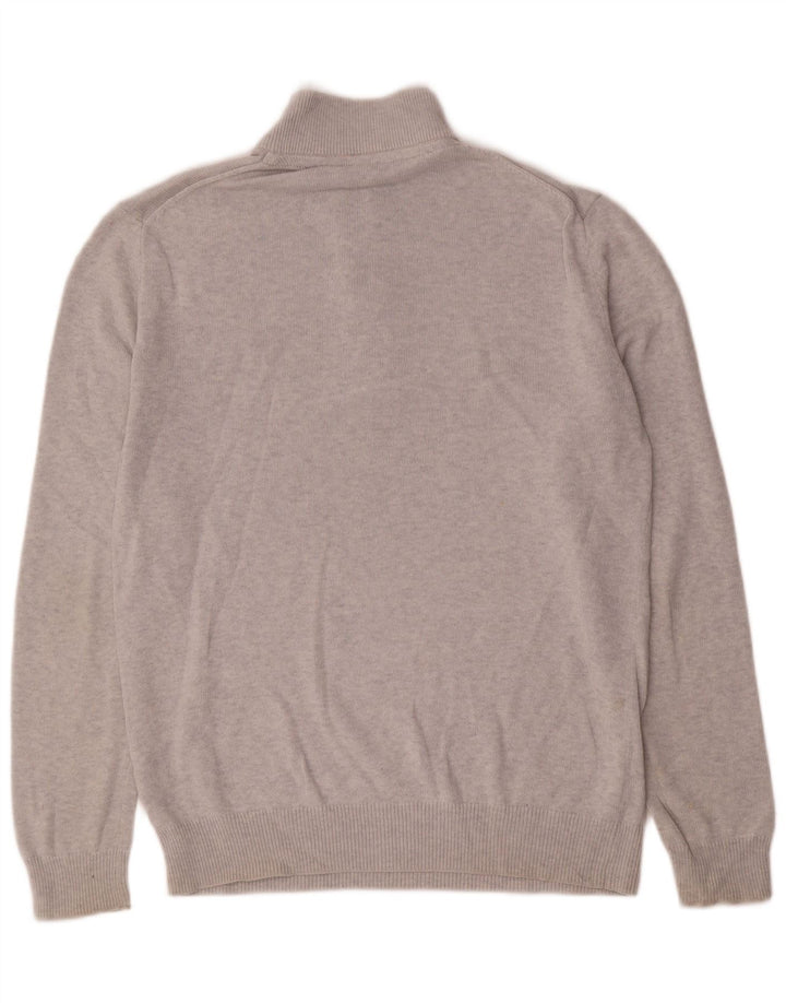 CREW CLOTHING Pulover pentru bărbați, cu fermoar, cu gât, bumbac, gri mediu