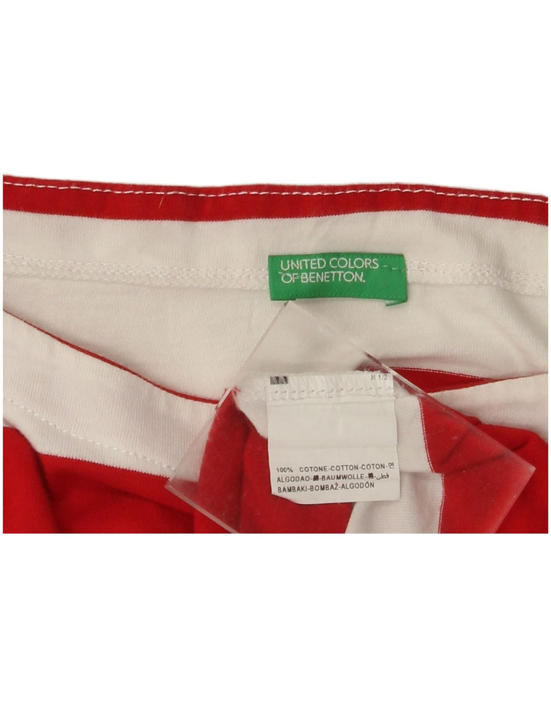 BENETTON Tricou Crop Top pentru femei UK 14 Medium Red Striped