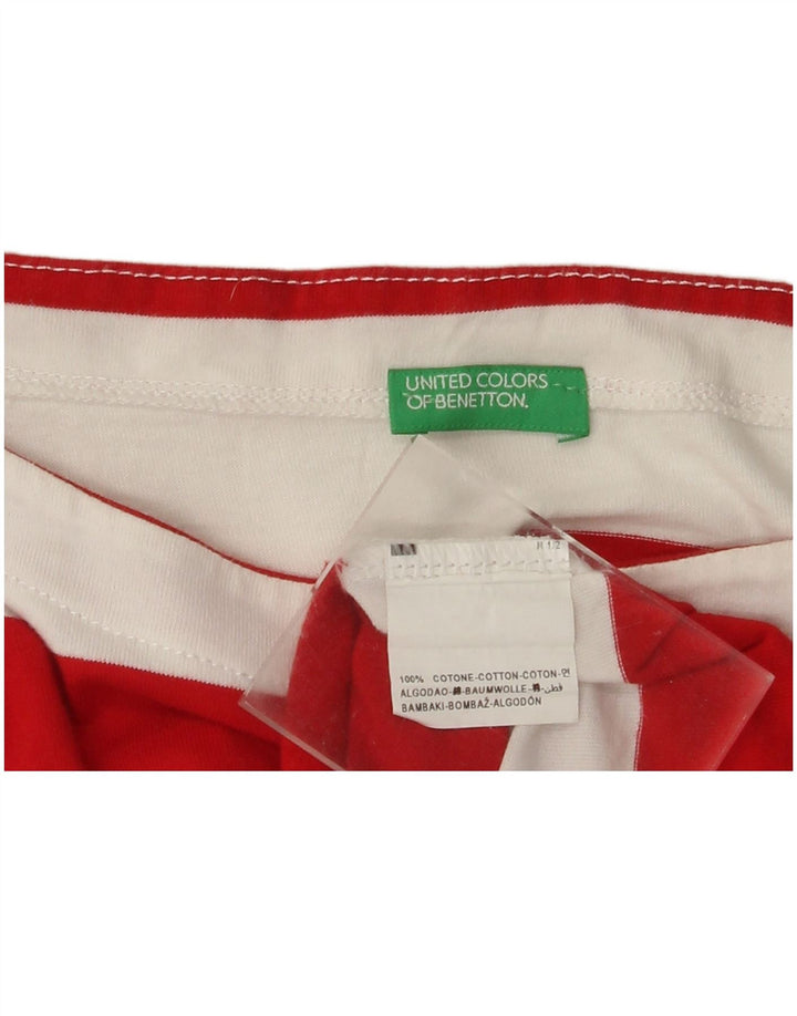 BENETTON Tricou Crop Top pentru femei UK 14 Medium Red Striped