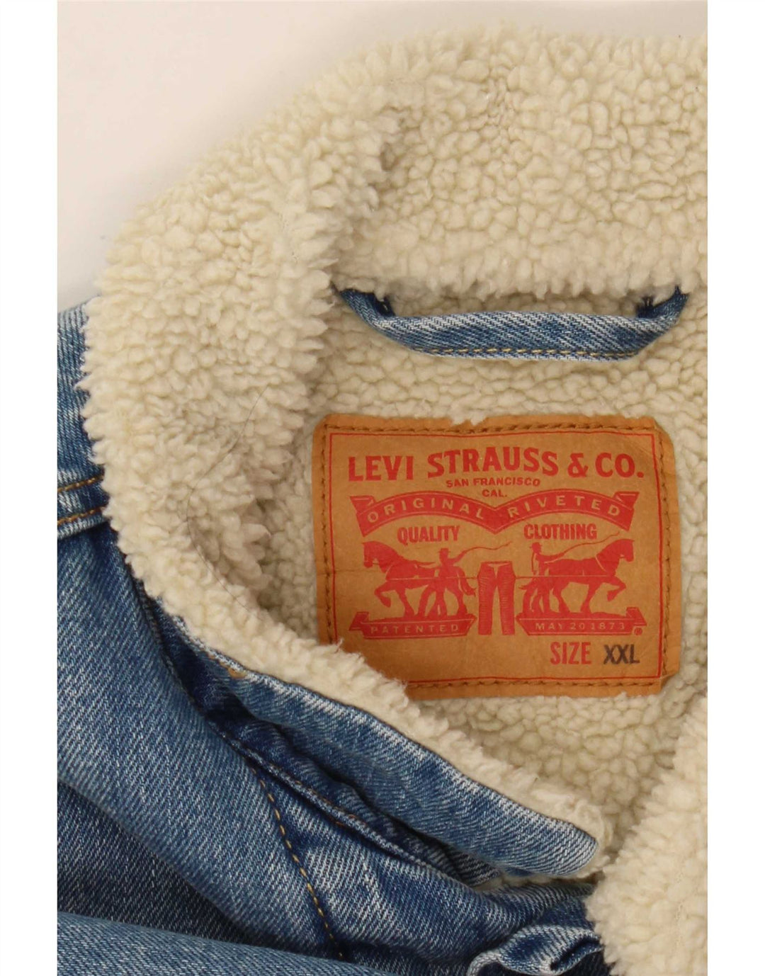 Jachetă pentru bărbați Levi's Sherpa Denim UK 44 2XL Bumbac albastru