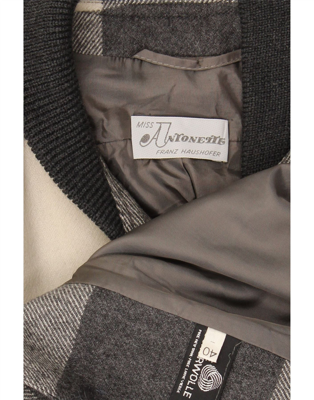 VINTAGE Womens Overcoat EU 40 Medium Grey Check Wool Vintage Vintage and Second-Hand Vintage from Messina Hembry 