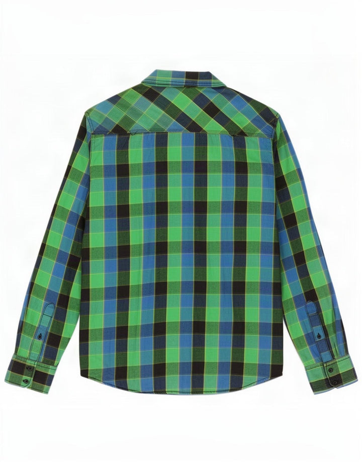 Vans Cămașă de flanel pentru bărbați, cu tăiere obișnuită, bumbac carouri verde mediu