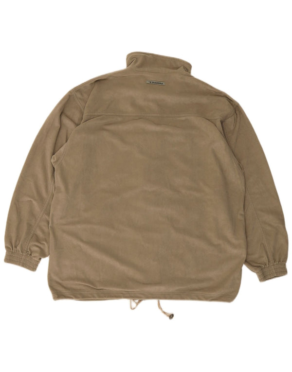 Diadora Mens Velour Trening Top Jacket UK 42 Large Kaki Poliester