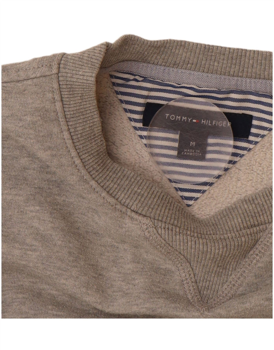 TOMMY HILFIGER Pulover cu grafic pentru femei UK 14 Bumbac gri mediu