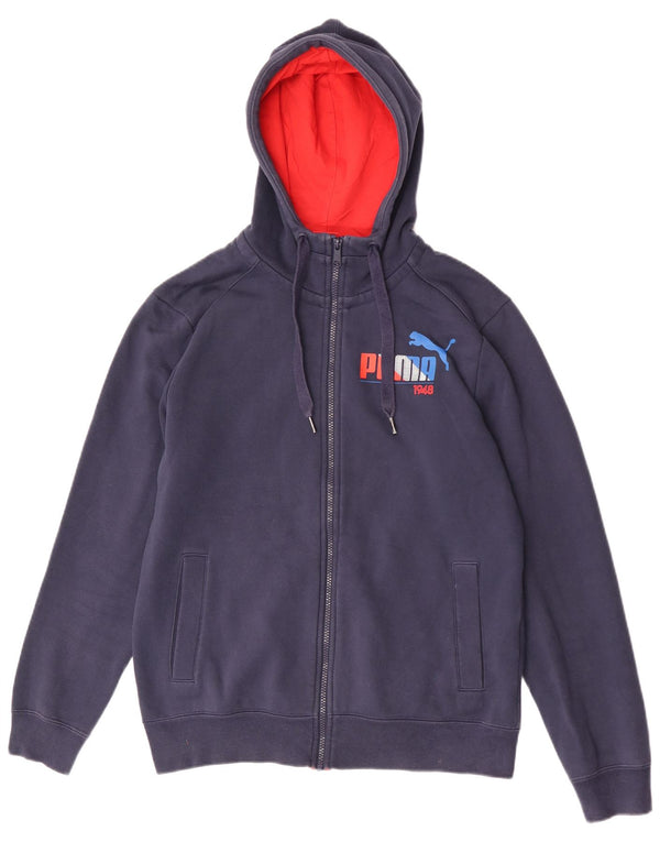 Pulover Puma pentru bărbați Graphic Regular Fit, cu fermoar, bumbac, albastru, mediu