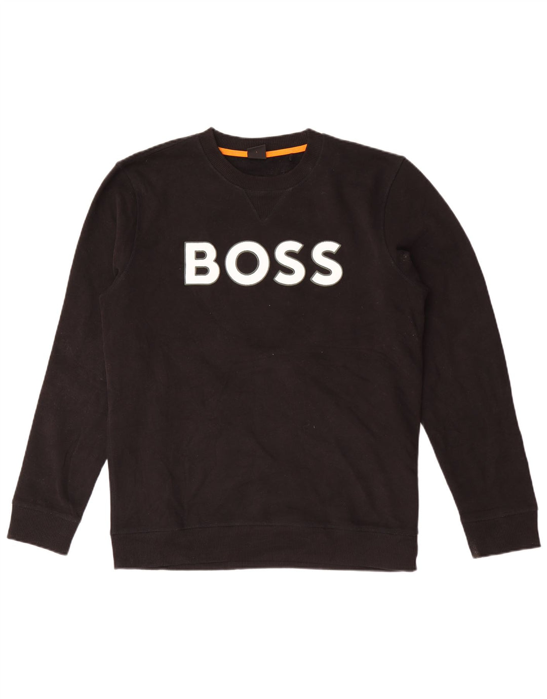 Hanorac grafic pentru bărbați Hugo Boss Pulover mare din bumbac negru