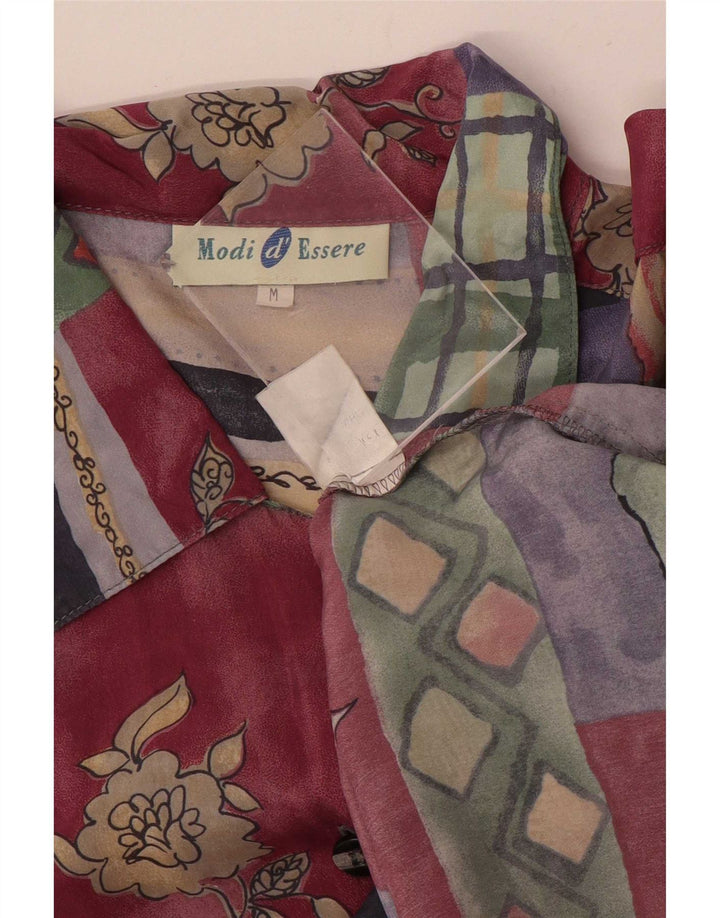 Bluză cămașă vintage pentru femei cu mânecă scurtă UK 14 Medium Multicolor