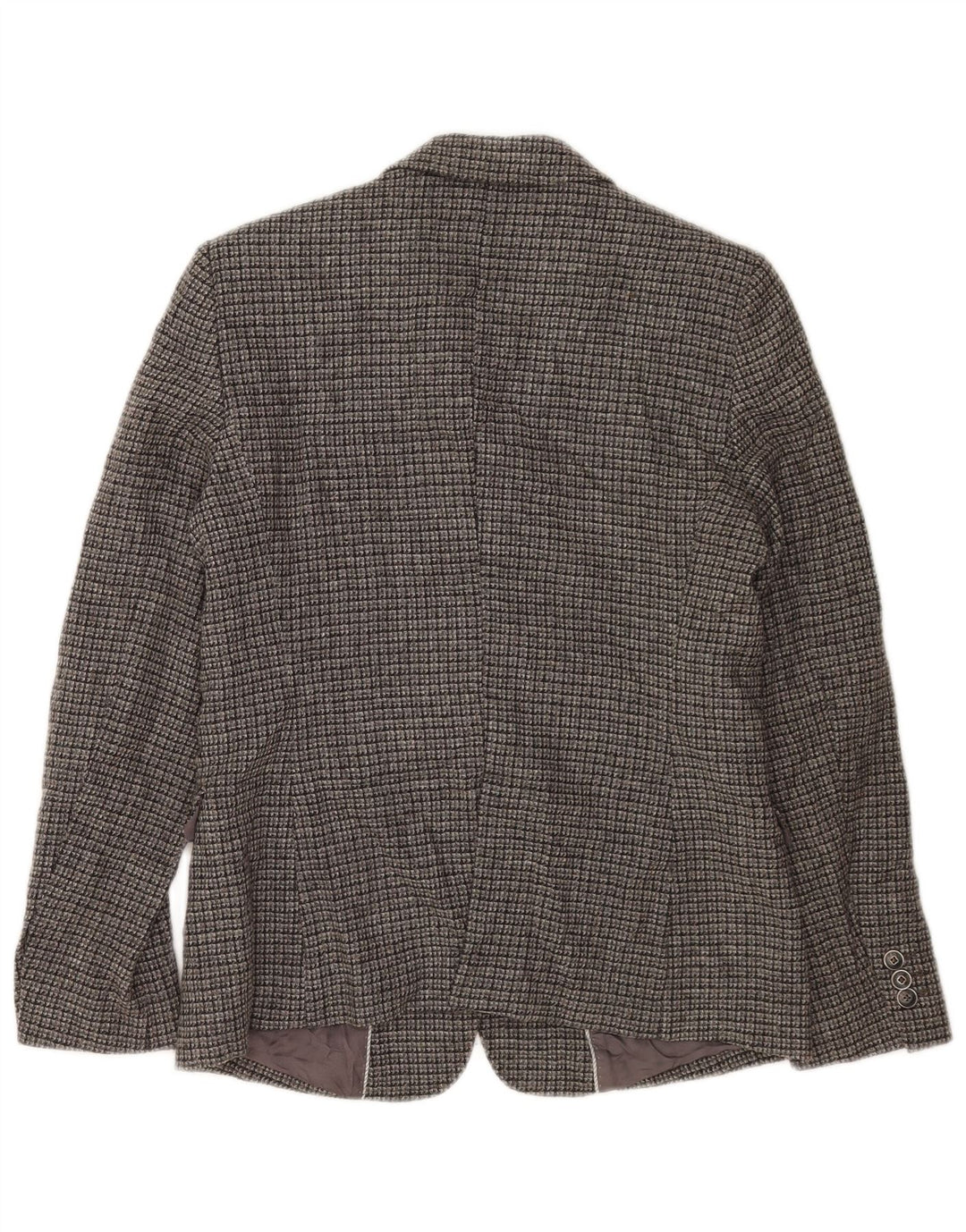 Massimo Dutti Jachetă Blazer pentru femei cu 2 nasturi EU 42, mare, gri din viscoză cu carouri
