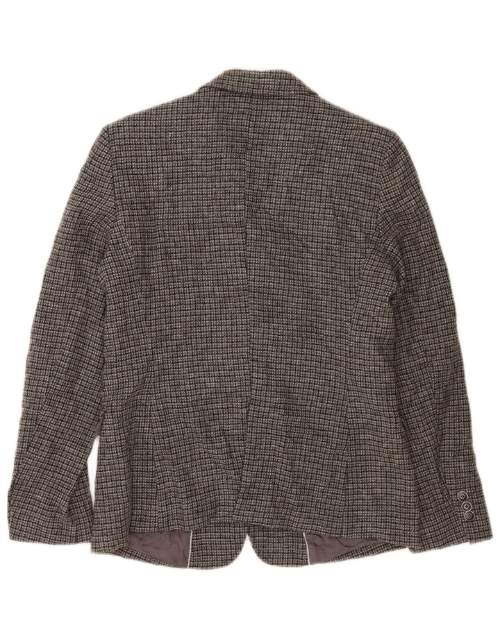 Massimo Dutti Jachetă Blazer pentru femei cu 2 nasturi EU 42, mare, gri din viscoză cu carouri
