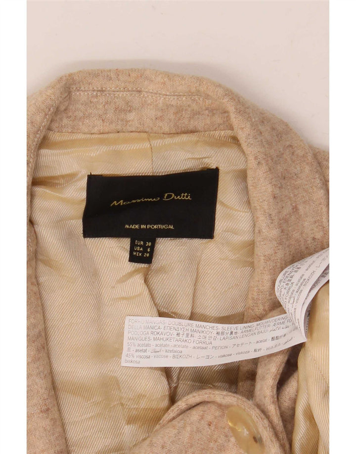 Jachetă pentru femei Massimo Dutti tricot cu 1 nasture EU 38 Mic Bej cu pete
