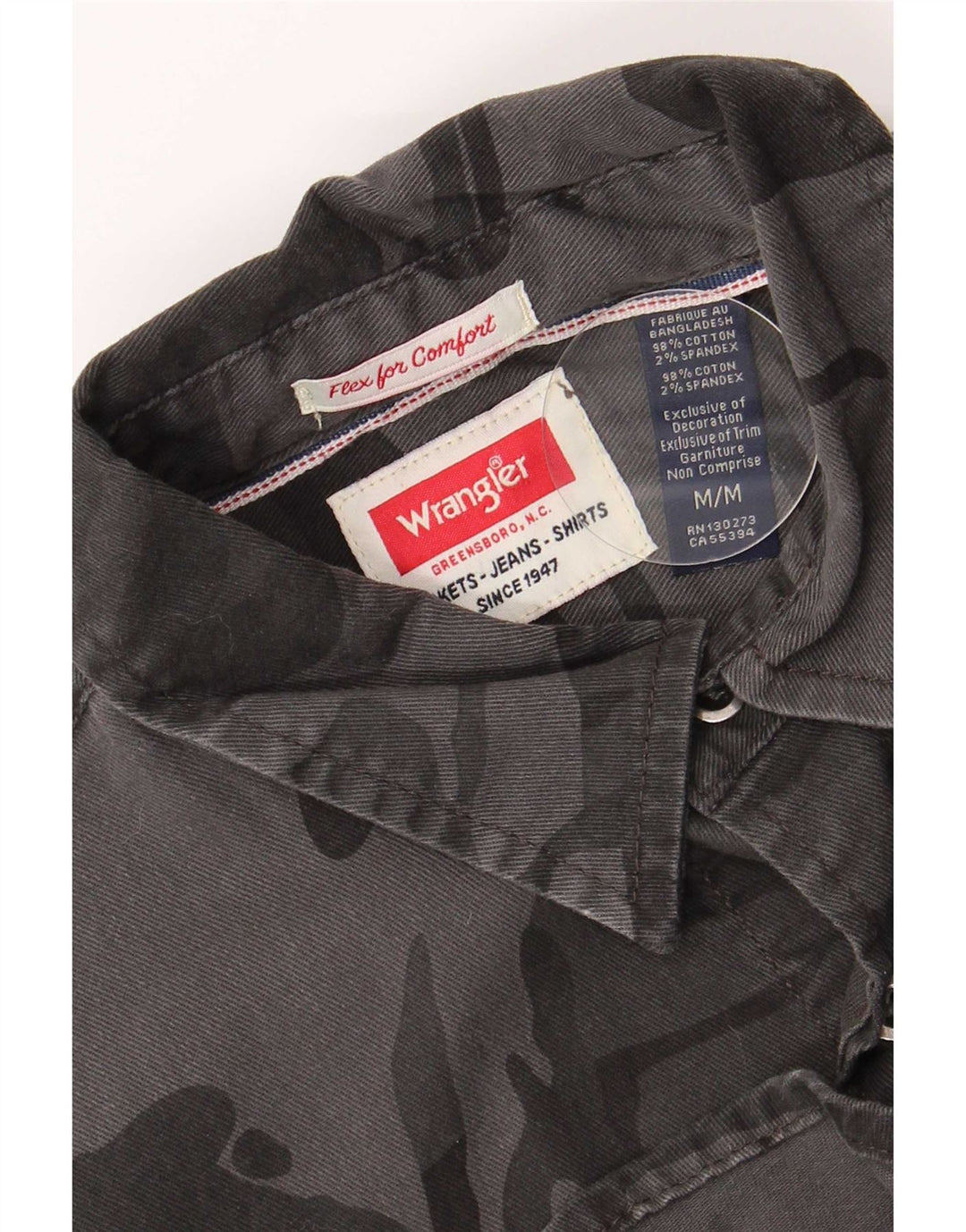 Cămașă pentru bărbați Wrangler, bumbac camuflaj, gri mediu