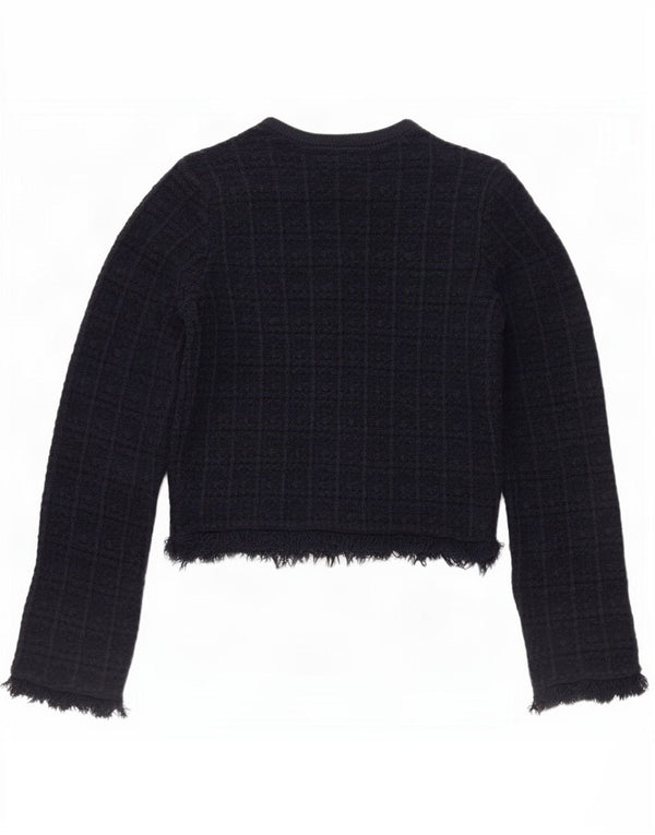 Pulover cardigan crop pentru femei Marks & Spencer UK 6 XS bumbac cu carouri bleumarin