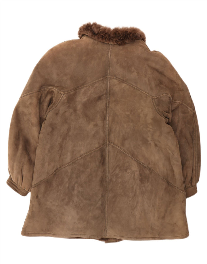 Palton vintage pentru femei din shearling UK 18 XL maro