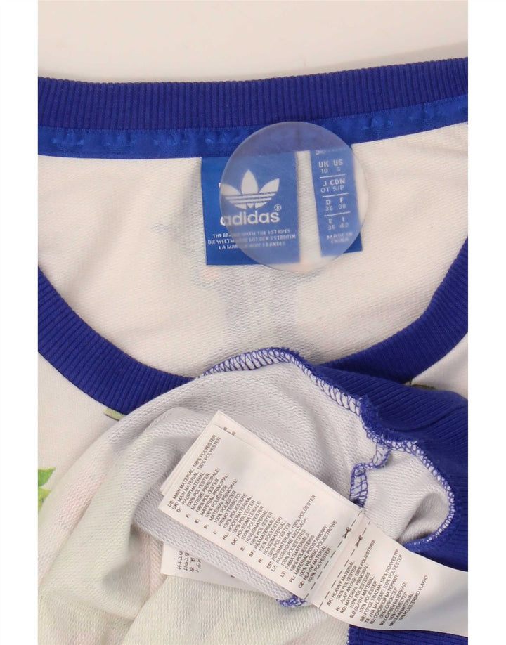 Pulover adidas pentru femei grafic supradimensionat UK 10 Small Blue