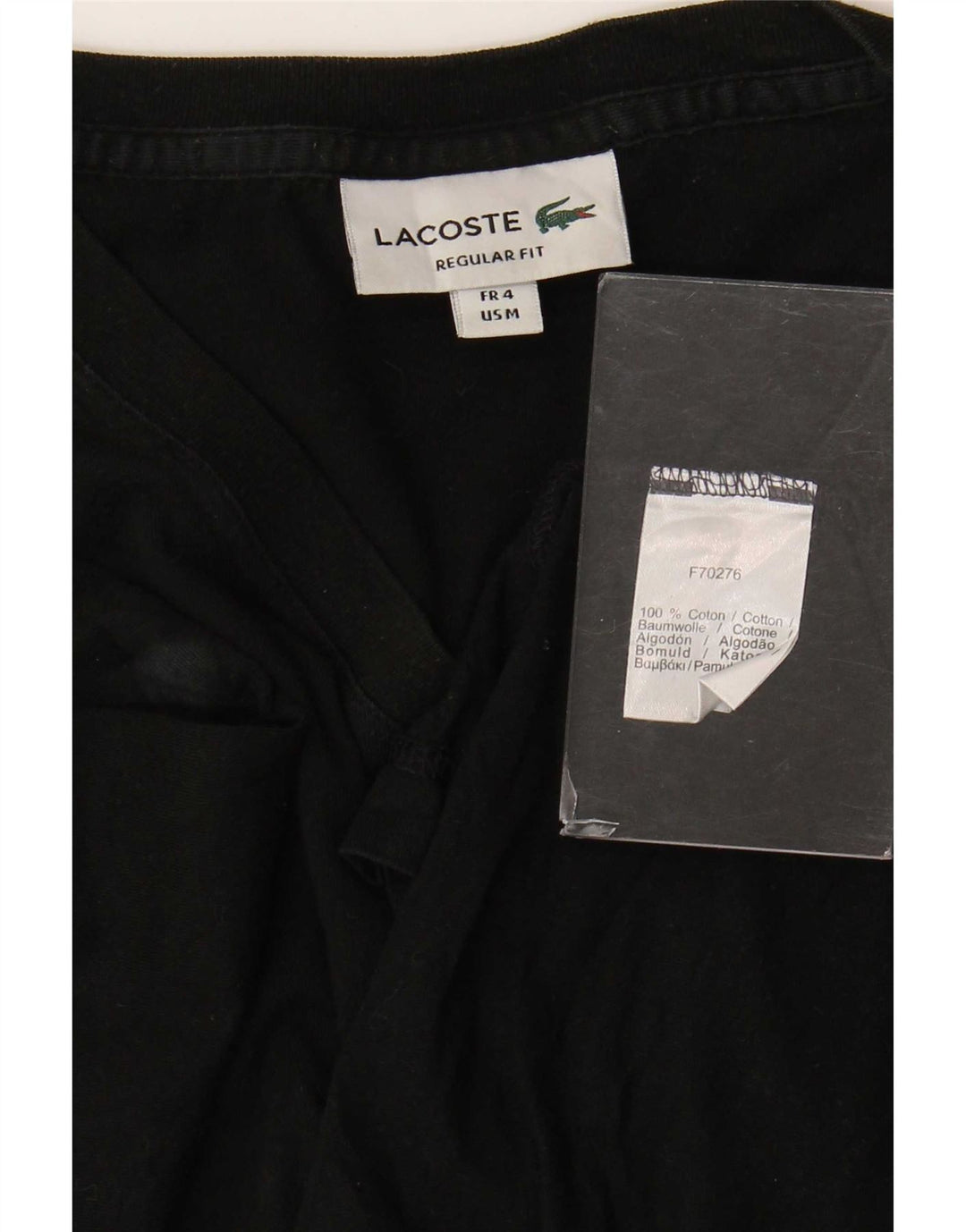 Tricou Lacoste pentru bărbați, cu croiala obișnuită, top mărime 4, bumbac mediu negru