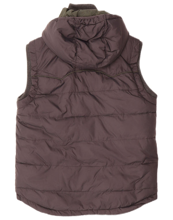 SUPERDRY Mens Hooded Padded Gilet UK 38 Medium Navy Blue Nylon