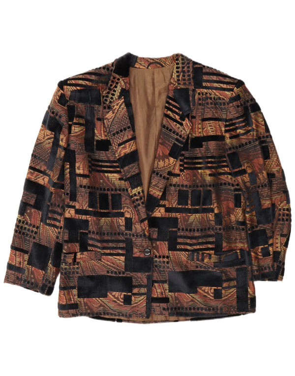 Blazer Vintage pentru femei cu 1 nasture, UK 16, mare, multicoloră, geometrică