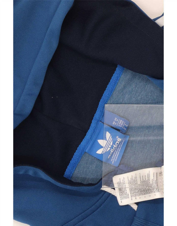 Adidas Pulover cu capota cu fermoar pentru bărbați, poliester albastru mediu