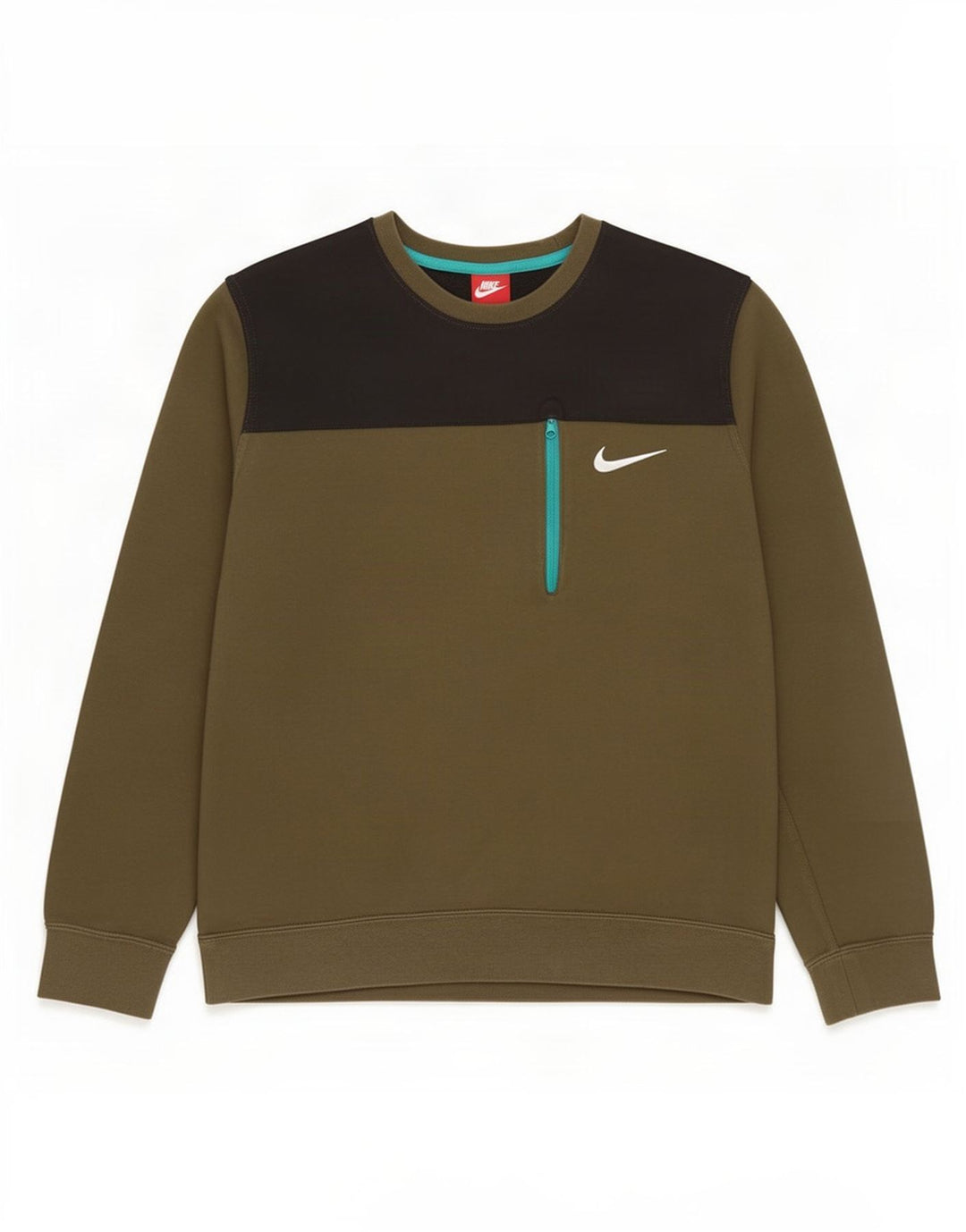 Hanorac pentru bărbați Nike Pulover mare Kaki Bumbac color bloc