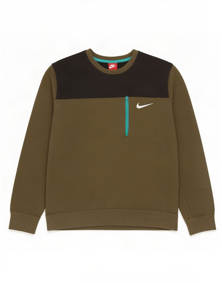 Hanorac pentru bărbați Nike Pulover mare Kaki Bumbac color bloc