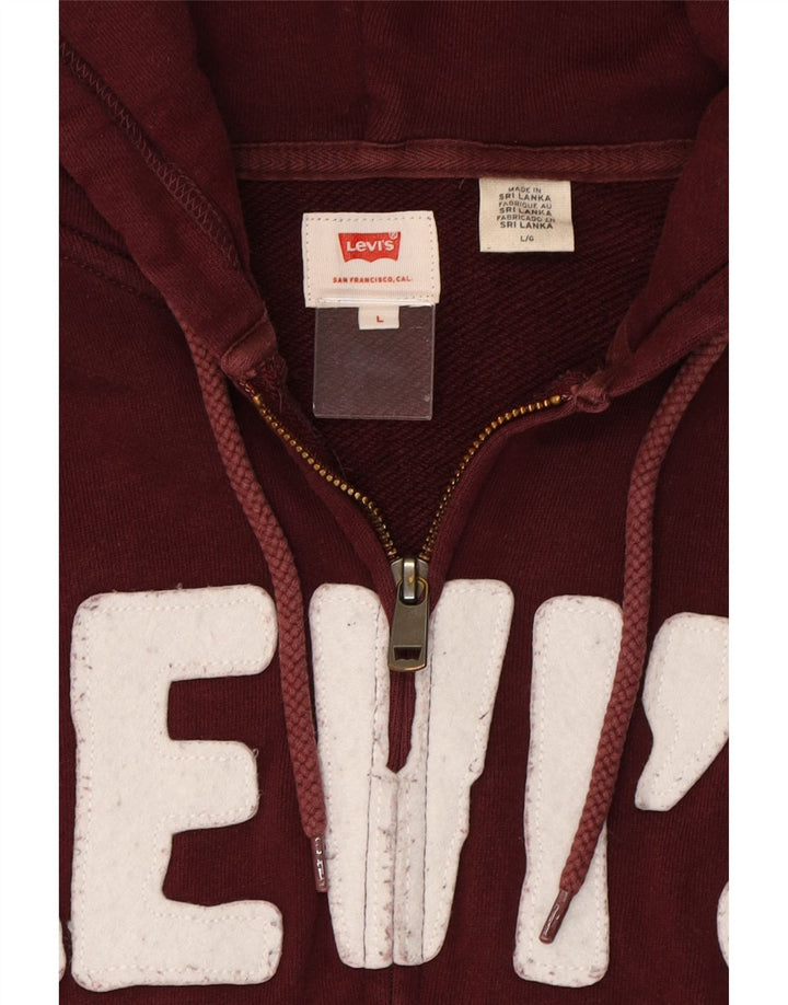 Pulover cu capotă cu fermoar grafic LEVI'S pentru bărbați, bumbac maro mare