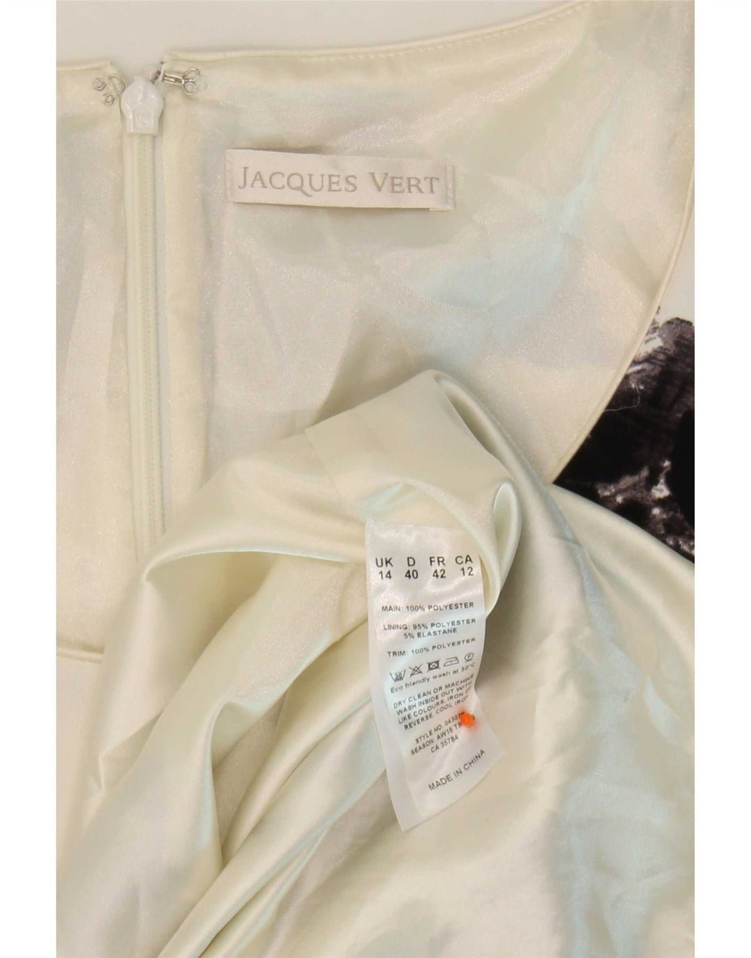 Jacques Vert Rochie pentru femei, UK 14, mare, alb, cu flori din poliester