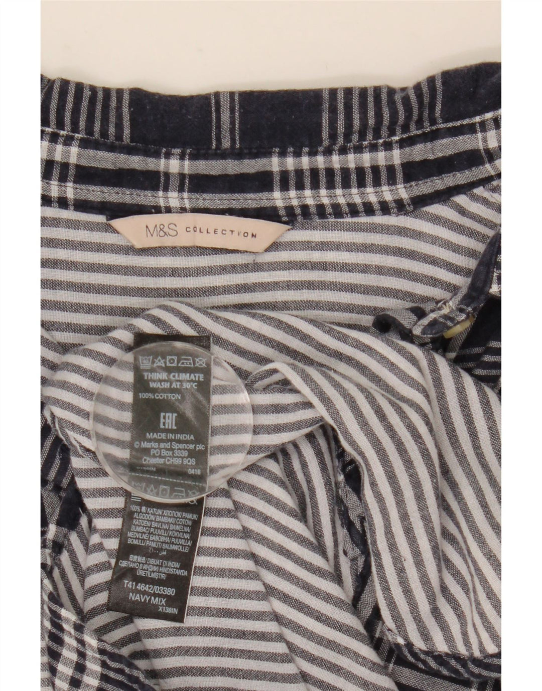 Cămașă supradimensionată pentru femei Marks & Spencer UK 8 mic din bumbac cu carouri bleumarin