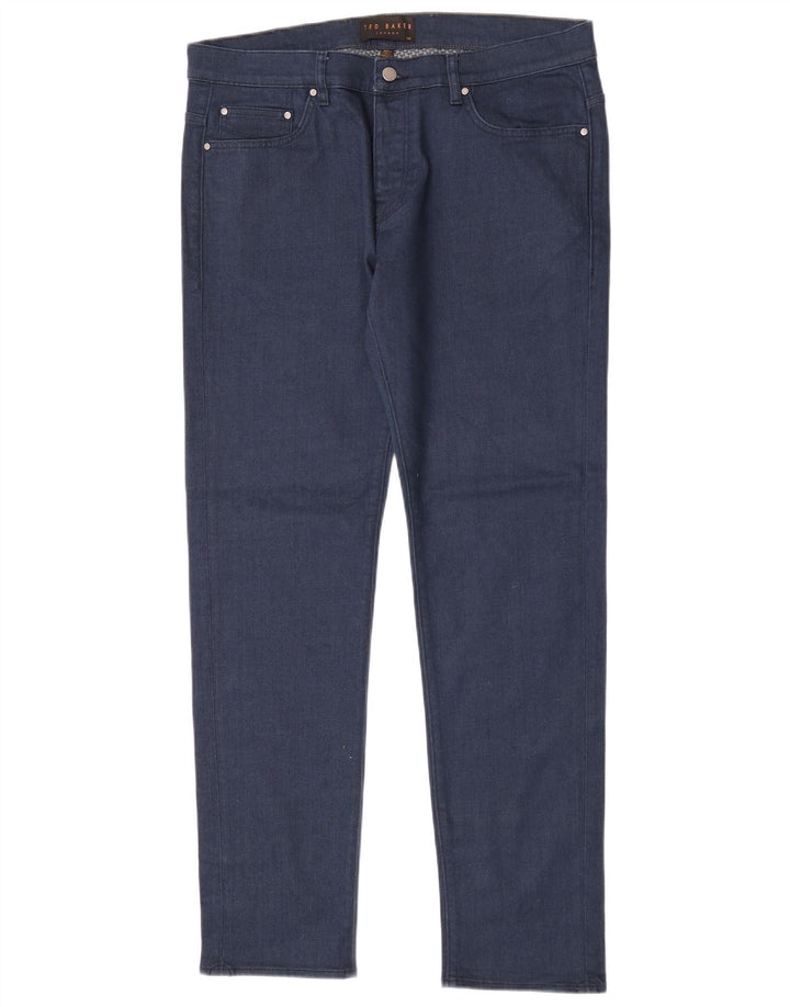 Blugi slim pentru bărbați Ted Baker W36 L32 bumbac bleumarin