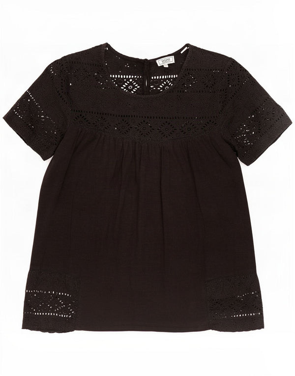 Fat Face Bluză Femei Top UK 10 Small Negru Floral Bumbac