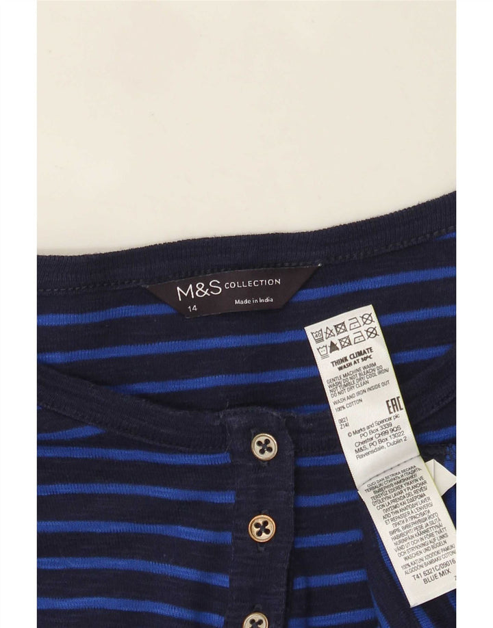 Marks & Spencer Top pentru femei cu mânecă lungă UK 14 Mediu bleumarin cu dungi