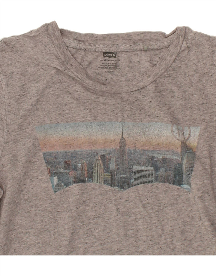 LEVI'S Womens Graphic T-Shirt Top UK 10 Small Grey Flecked Vintage Levi's and Second-Hand Levi's from Messina Hembry 