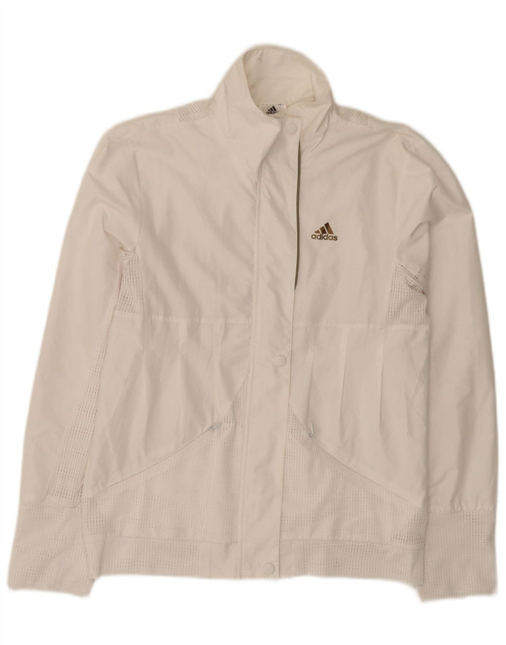 Jachetă de trening pentru femei Adidas UK 12 Poliester alb mediu