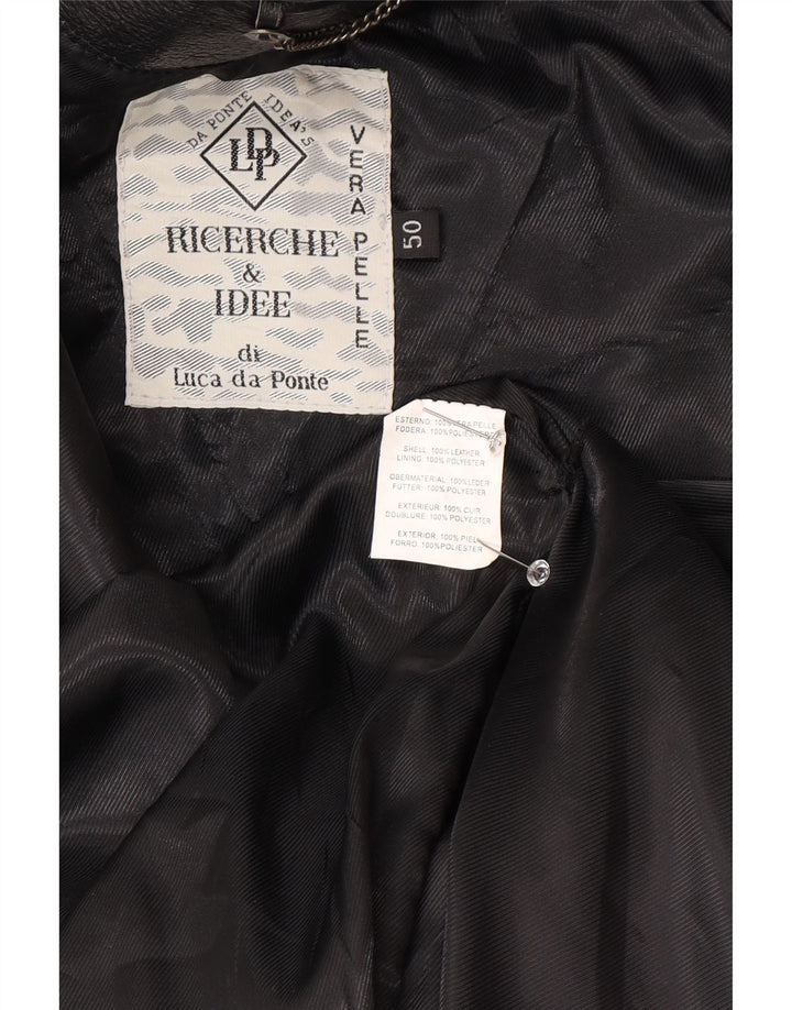 Palton supradimensionat din piele vintage pentru femei IT 50 XL din piele neagră