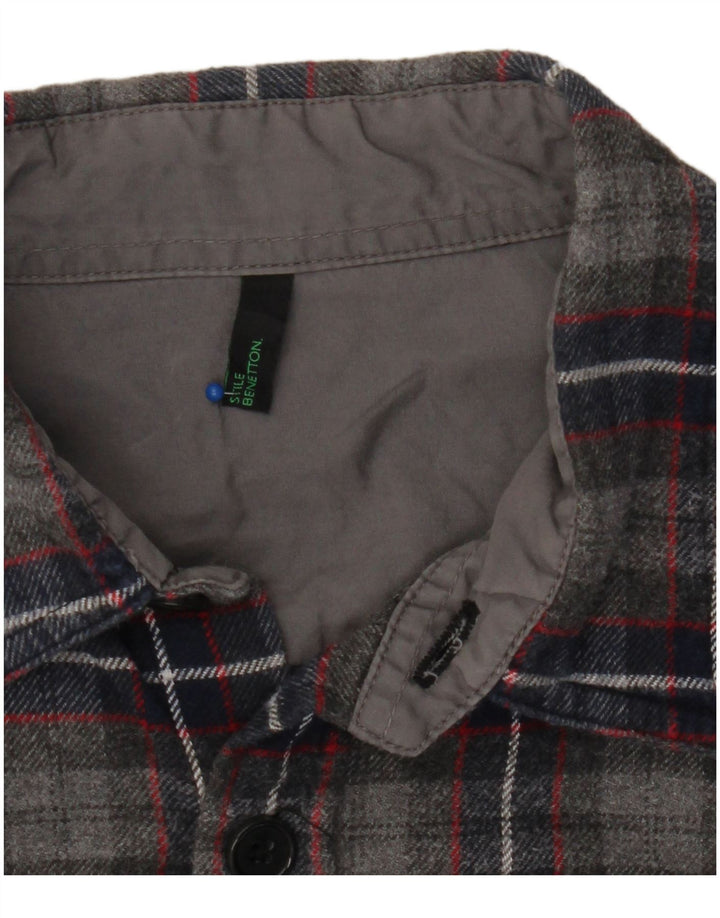Cămașă de flanel pentru bărbați BENETTON, gri mediu, carouri