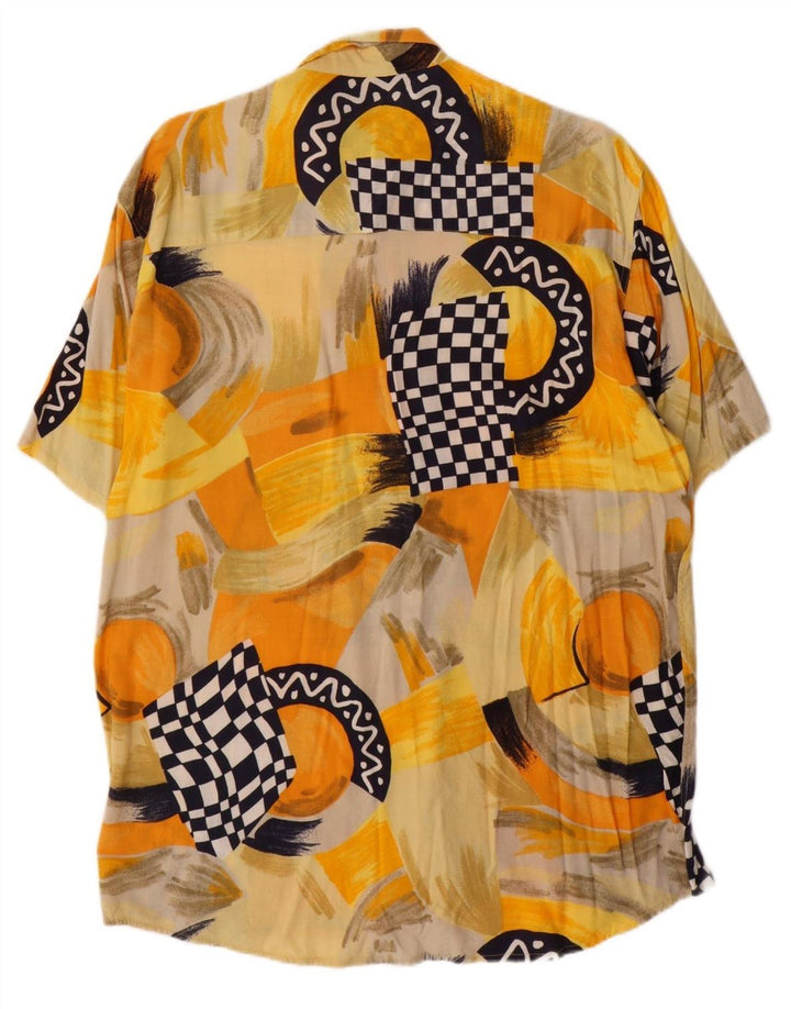 VINTAGE Mens Short Sleeve Shirt Medium Yellow Geometric
