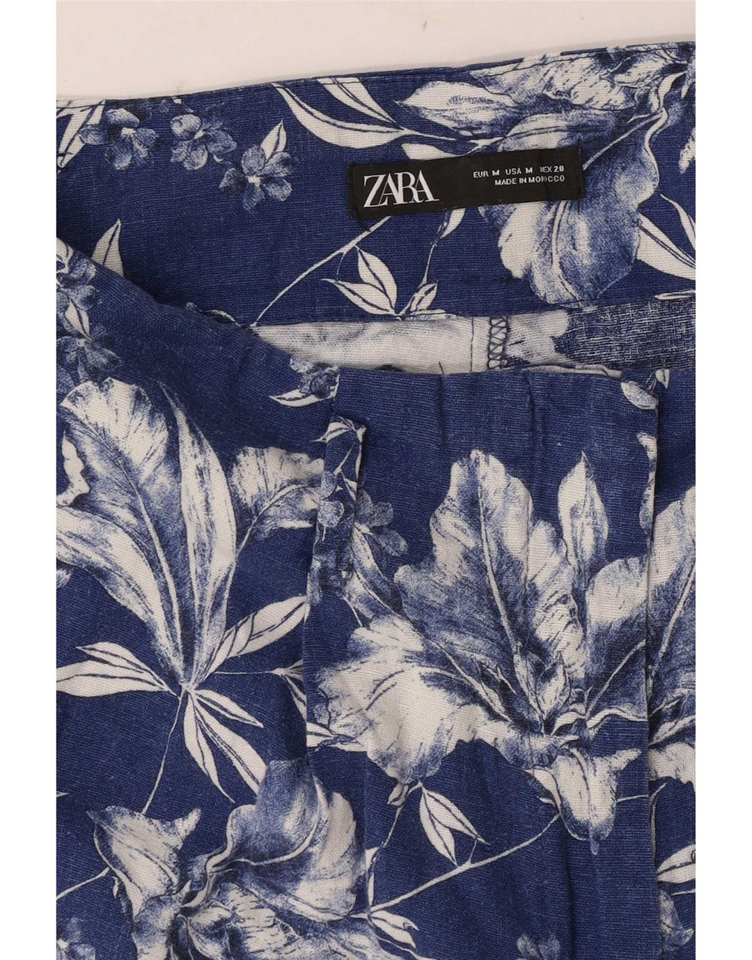 Pantaloni caldi cu talie înaltă pentru femei Zara Medium W28 Blue Floral