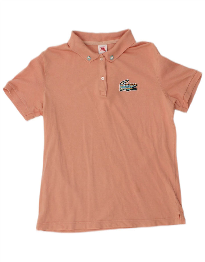 Tricou polo Lacoste pentru femei UK 12, bumbac roz mediu
