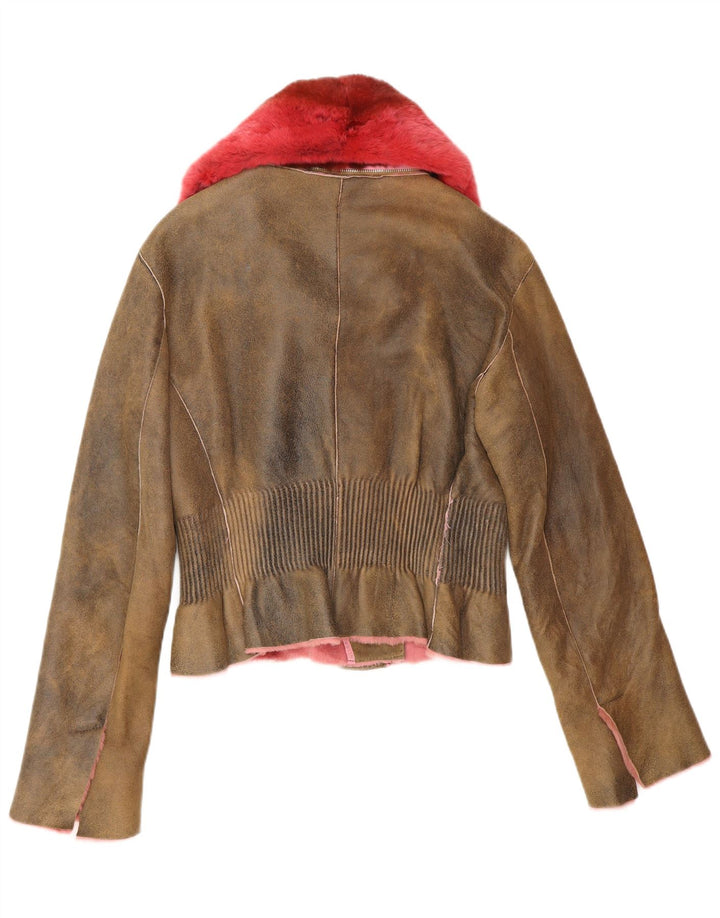 ERMANNO SCERVINO Jachetă de piele pentru femei IT 42 piele maro medie