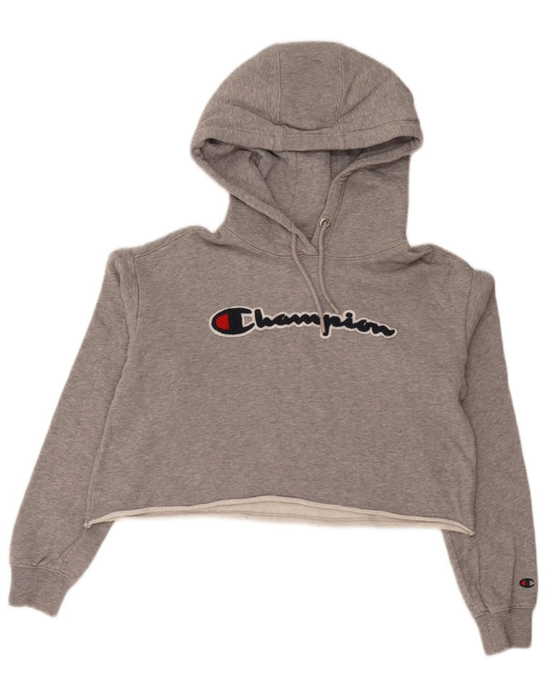Pulover pentru femei Champion Oversized Crop Hoodie UK 10 Small Grey Flecked