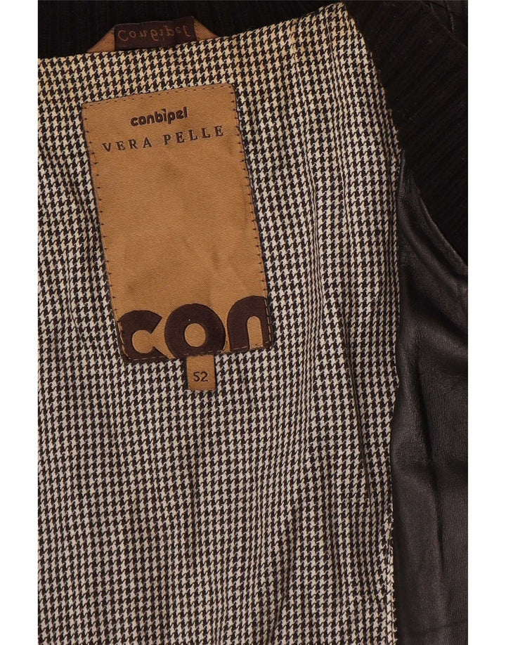 Jachetă de piele pentru bărbați Conbipel IT 52, mare, negru, colorblock