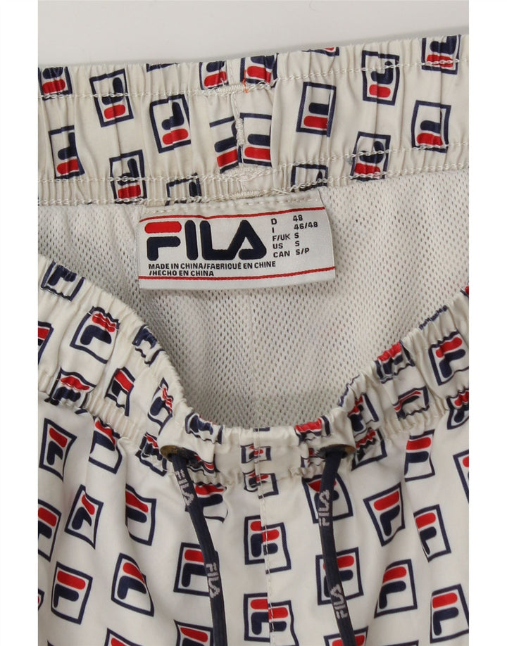 Pantaloni scurți de înot cu grafică FILA pentru bărbați, poliester alb, mic