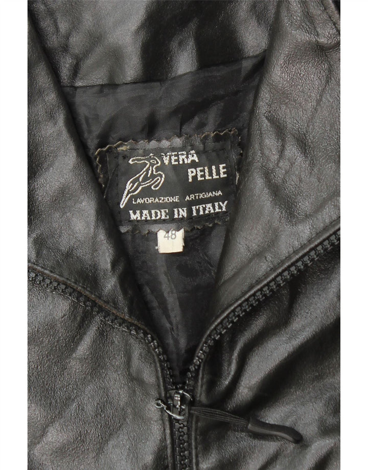 Palton din piele pentru femei VINTAGE IT 48 XL din piele neagră