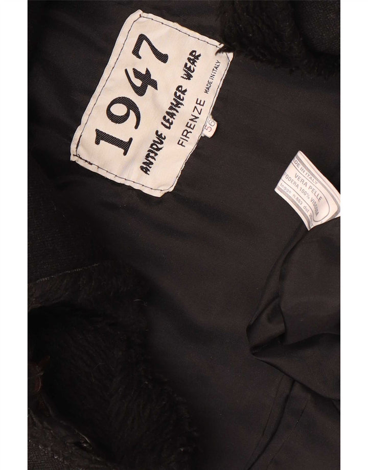 Jachetă militară din piele vintage pentru bărbați IT 56 3XL din piele neagră