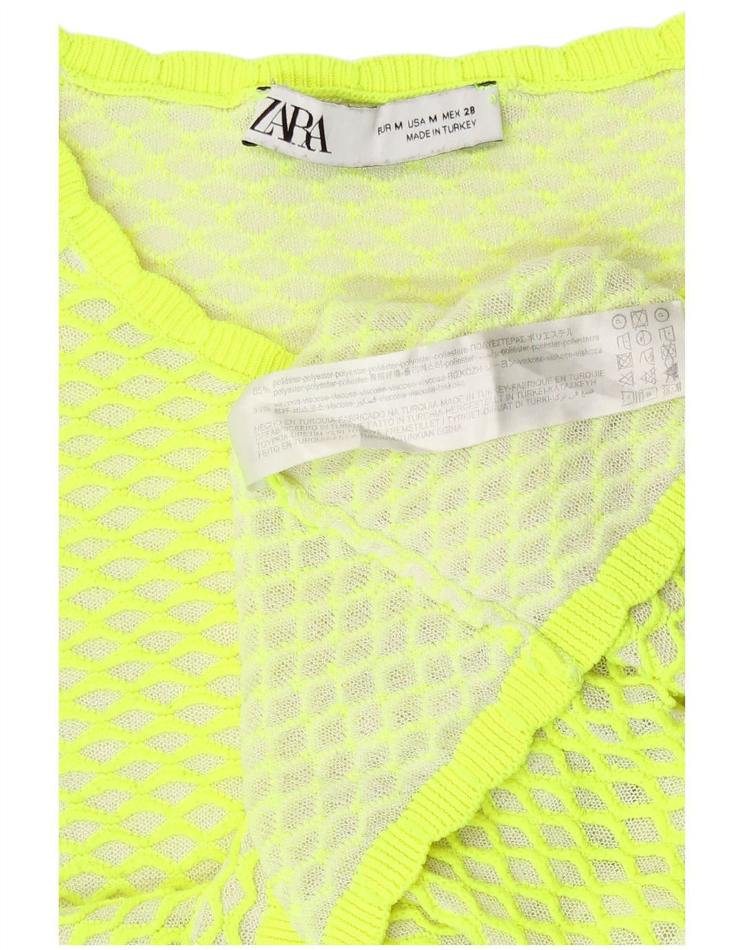 Bluză Crop Top Femei Zara UK 14 Poliester Geometric Verde Mediu